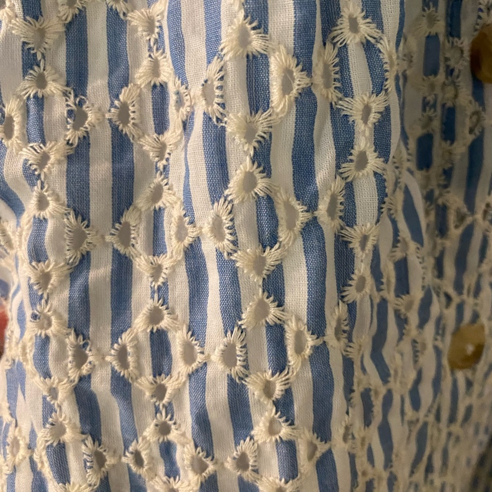 Blue seersucker Anthropologie dress - Picture 2 of 4